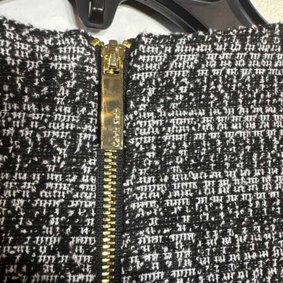 CALVIN KLEIN Gray 3/4 Bell Sleeve Houndstooth Dress Knee Length Women Size 2 - Picture 4 of 7